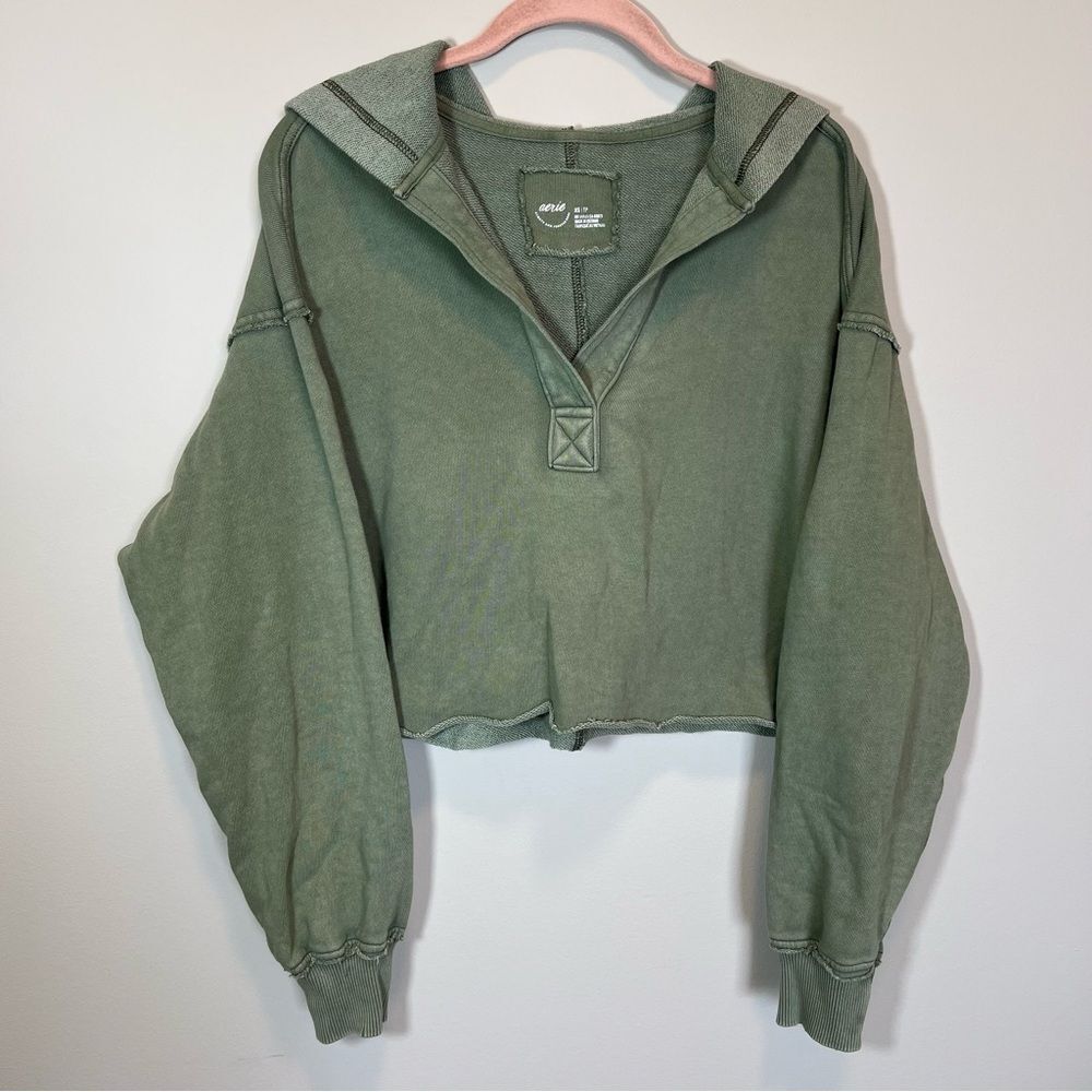Aerie Women’s Green V-Neck‎ Hoodie XS